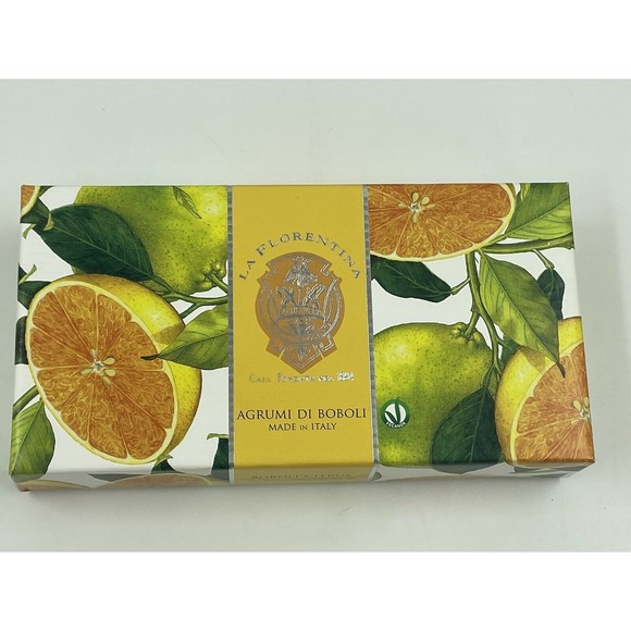 La Florentina BOBOLI CITRUS (ORANGE) -3 X 5.3 oz Embossed Luxury-Italy SEALED! - Picture 2 of 7